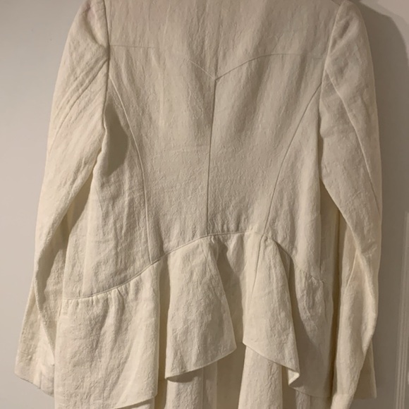 NWOT Morgane Le Fay textured linen ruffle coat - Picture 6 of 9
